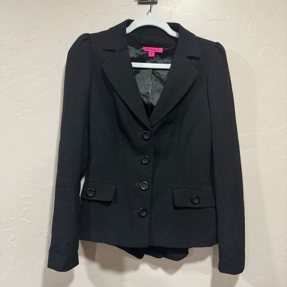 Betsey Johnson Black Blazer with Ruffle Back Size 4 - Picture 1 of 7